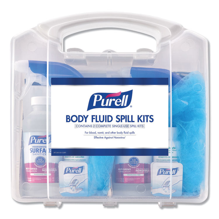 PURELL - Body Fluid Spill Kit, 4.5" x 11.88" x 11.5", One Clamshell Case with 2 Single Use Refills/Carton