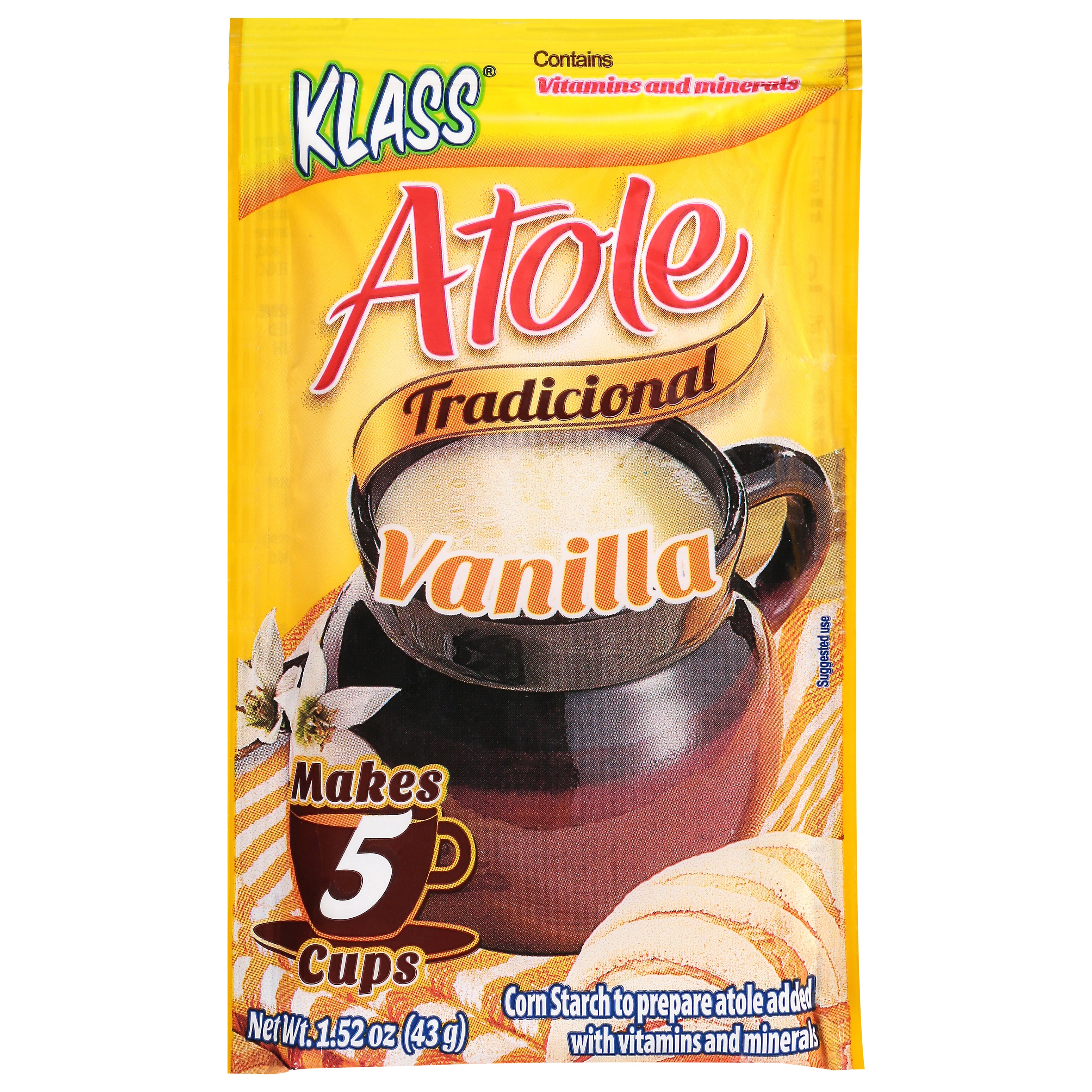 Klass Atole Tradicional Vanilla Drink Mix 1.52 oz - Case of 48