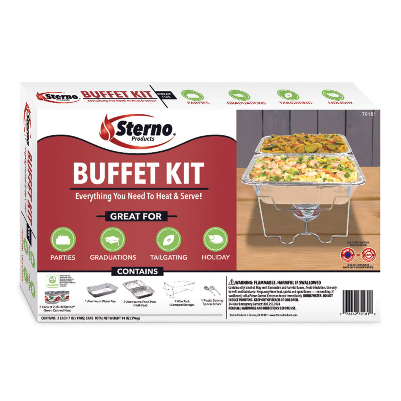 STERNO - Sterno 20.88 in. W X 3.25 in. L Buffet Set Silver 8 pc