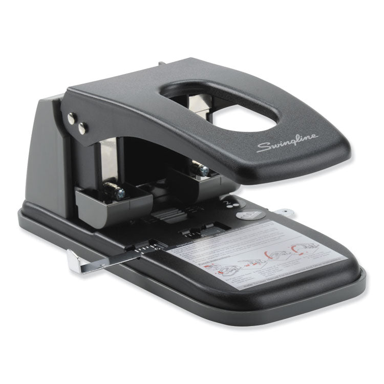 Swingline - 100-Sheet High Capacity Two-Hole Punch, Fixed Centers, 9/32" Holes, Black/Gray