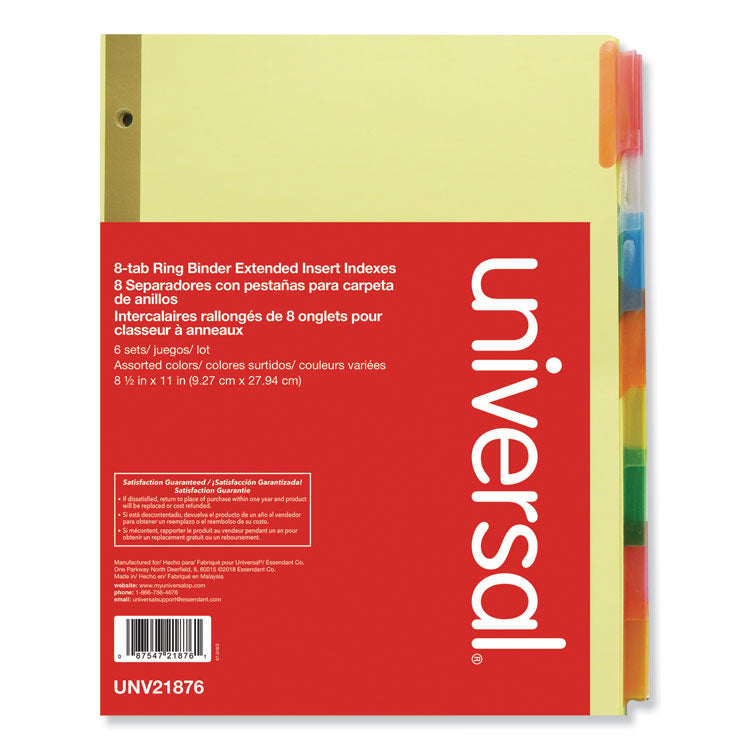 Universal - Deluxe Extended Insertable Tab Indexes, 8-Tab, 11 x 8.5, Buff, 6 Sets (9437955)