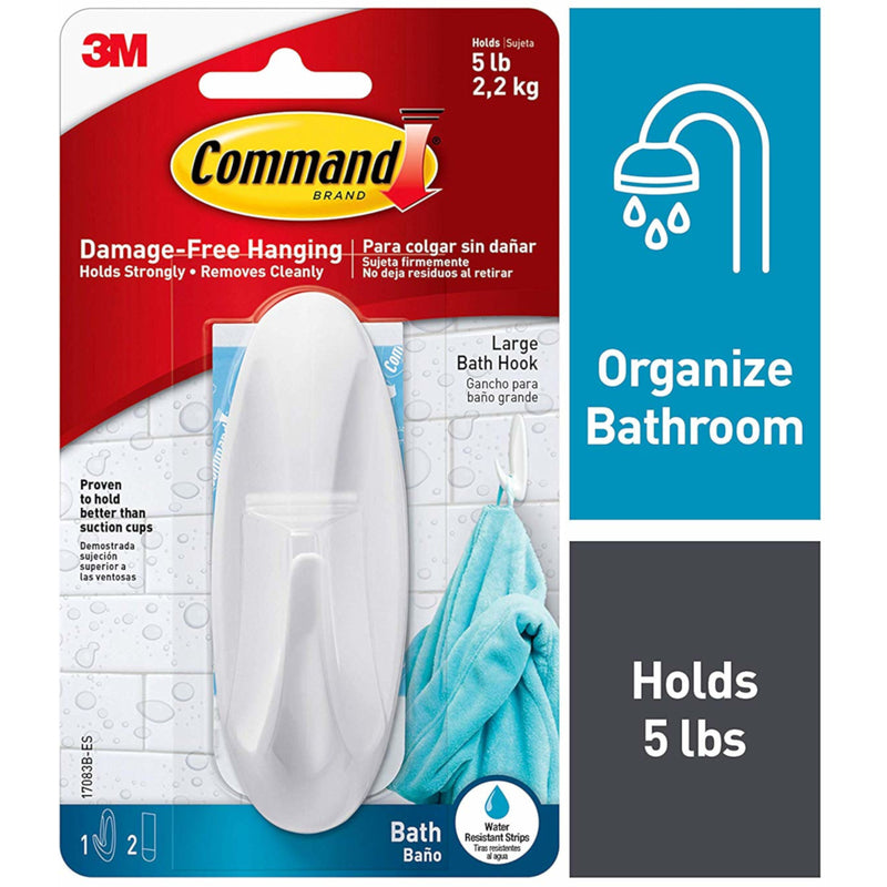 COMMAND - 3M Command 4-1/8 in. L White Bath Hook - Case of 4