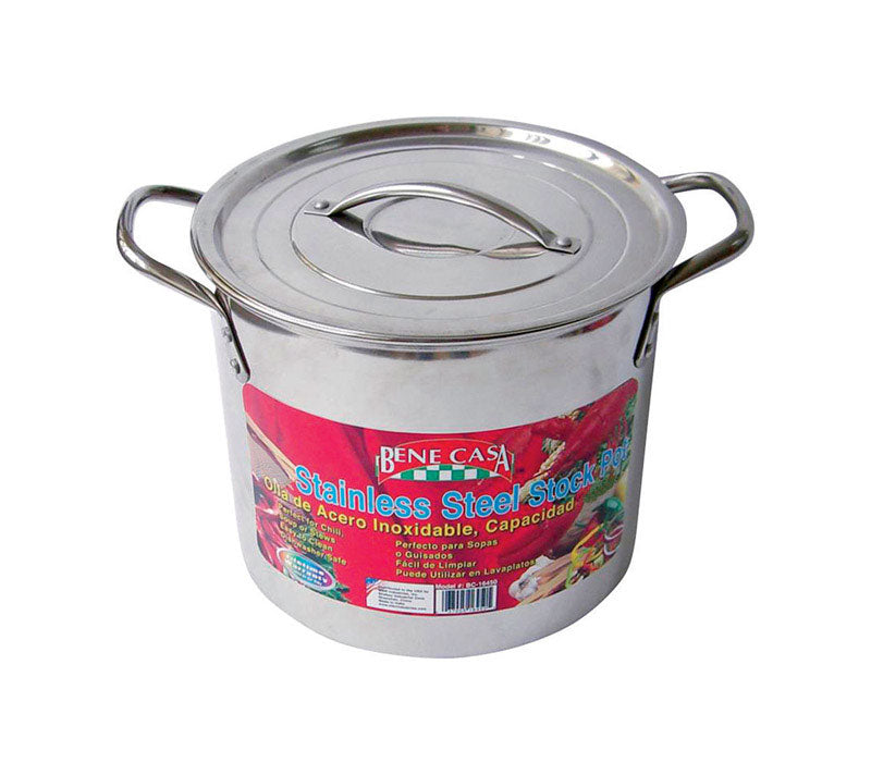 BENE CASA - Bene Casa Stainless Steel Stock Pot 9.21 in. 12 qt Silver