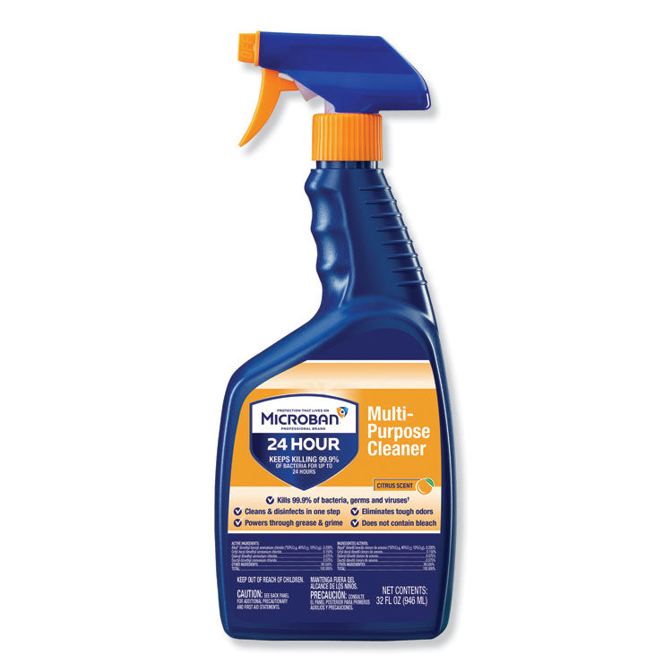 Microban - 24-Hour Disinfectant Multipurpose Cleaner, Citrus, 32 oz Spray Bottle, 6/Carton (7688682)