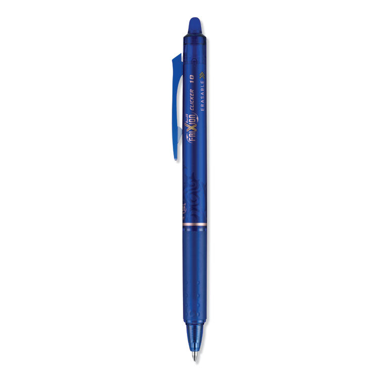 Pilot - FriXion Clicker Erasable Gel Pen, Retractable, Bold 1 mm, Blue Ink, Blue Barrel, Dozen