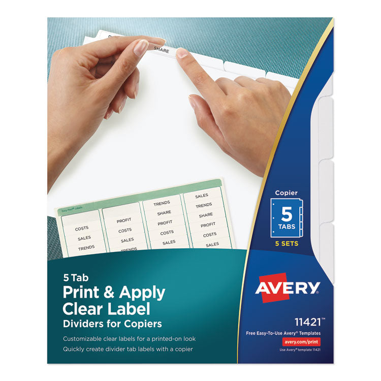 Avery - Print and Apply Index Maker Clear Label Dividers, Copiers, 5-Tab, Letter, 5 Sets