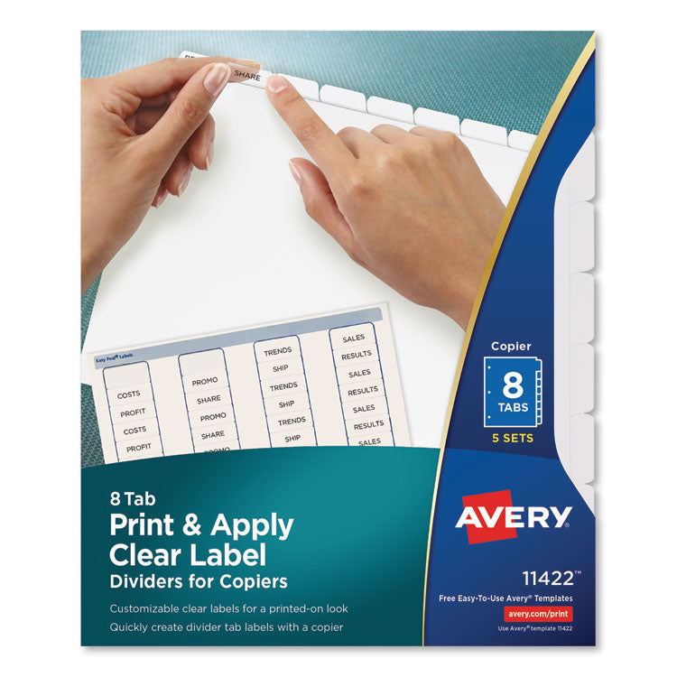 Avery - Print and Apply Index Maker Clear Label Dividers, Copiers, 8-Tab, Letter, 5 Sets