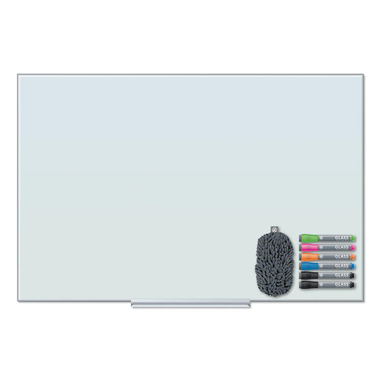 U Brands - Floating Glass Dry Erase Board, 35 x 23, White