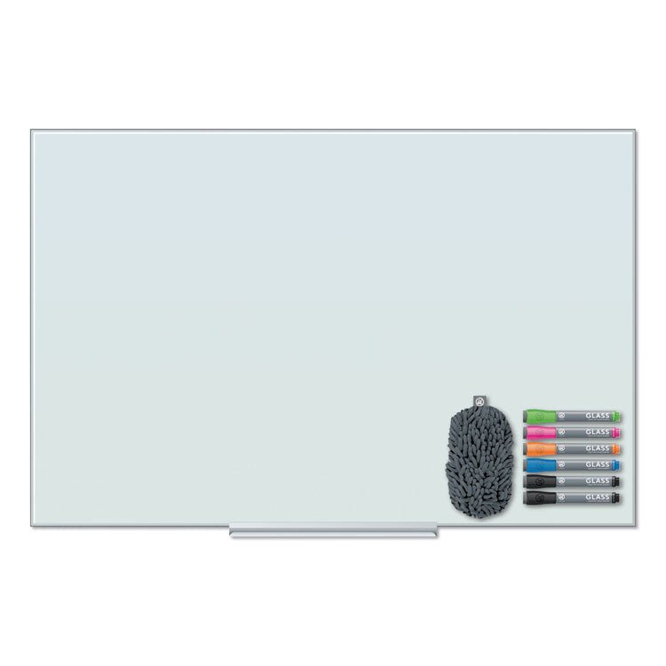 U Brands - Floating Glass Dry Erase Board, 47 x 35, White
