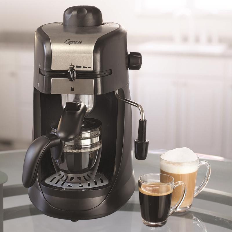 CAPRESSO - Capresso 4 cups Black/Silver Cappuccino/Espresso Maker