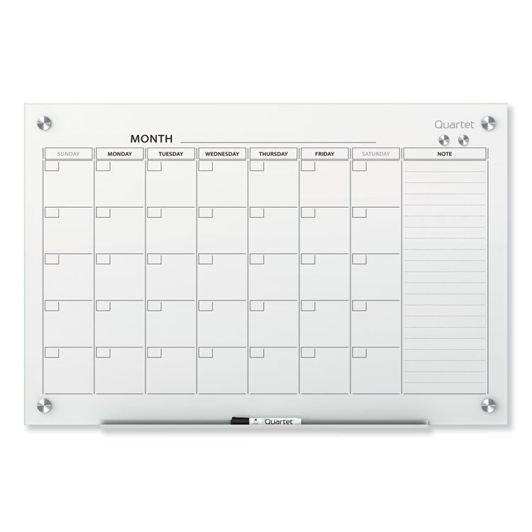 Quartet - Infinity Magnetic Glass Calendar Board, One Month, 36 x 24, White Surface