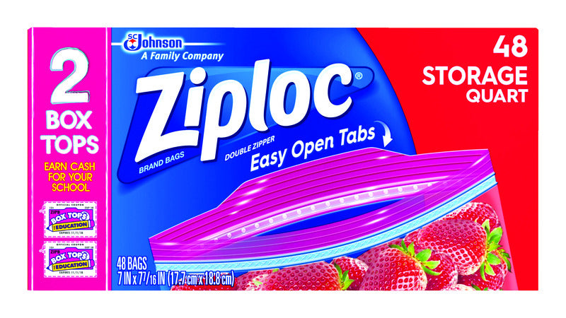 ZIPLOC - Ziploc 1 qt Clear Food Storage Bag 48 pk - Case of 9