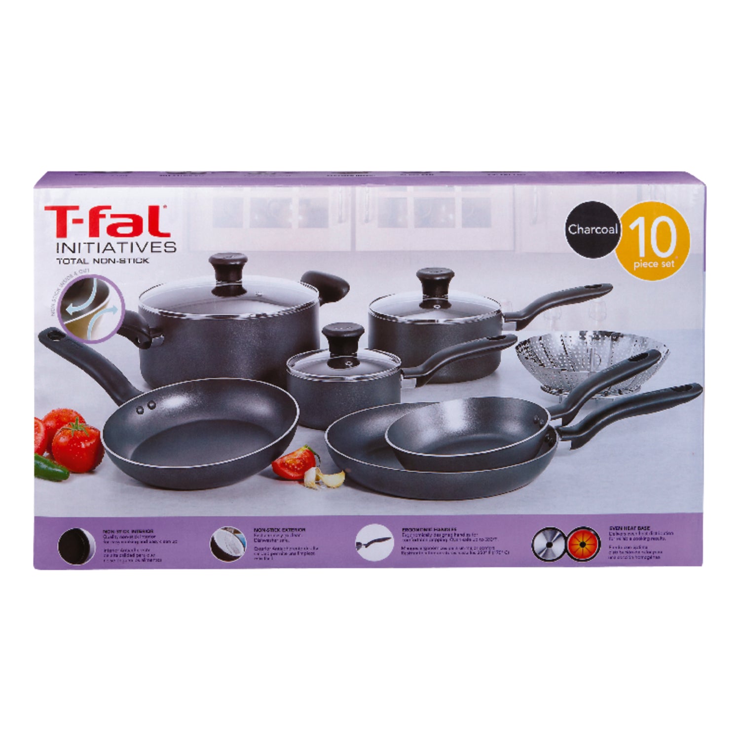 T-Fal Initiatives Aluminum Cookware Set Gray