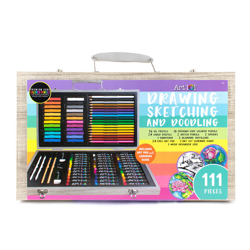 ART 101 - Drawing, Sketching & Doodle Wood 111-Piece Art Set