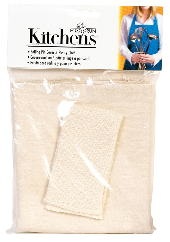 FOX RUN - Fox Run Kitchens 23.5 in. L X 19.5 in. D Cotton Pastry Cloth and Rolling Pin Cover White