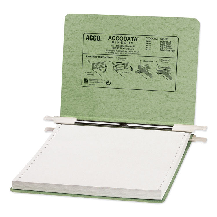 ACCO - PRESSTEX Covers with Storage Hooks, 2 Posts, 6" Capacity, 9.5 x 11, Light Green
