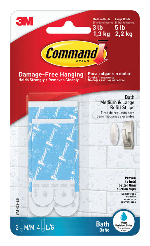 COMMAND - 3M Command Medium/Large Plastic Refill Strips 6 pk