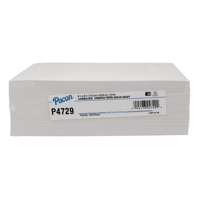 PACON - Drawing Paper, White, Medium Weight, 50lb., 6" x 9", 500 Sheets