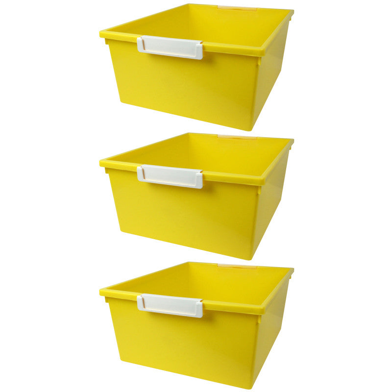 ROMANOFF - Tattle® Tray with Label Holder, 12 QT, Yellow, Pack of 3