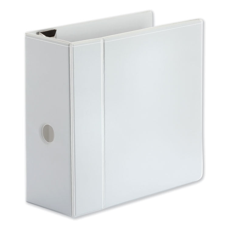 Universal - Deluxe Easy-to-Open D-Ring View Binder, 3 Rings, 5" Capacity, 11 x 8.5, White