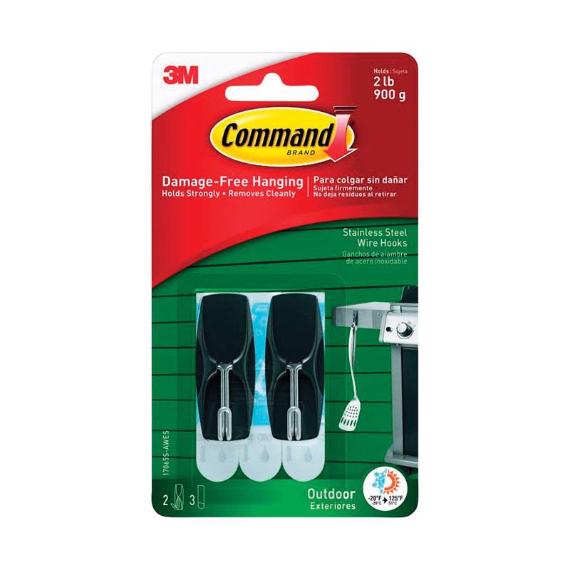 COMMAND - 3M Command Medium Plastic Wire Hooks 2.17 in. L 2 pk [17065S-AWES]