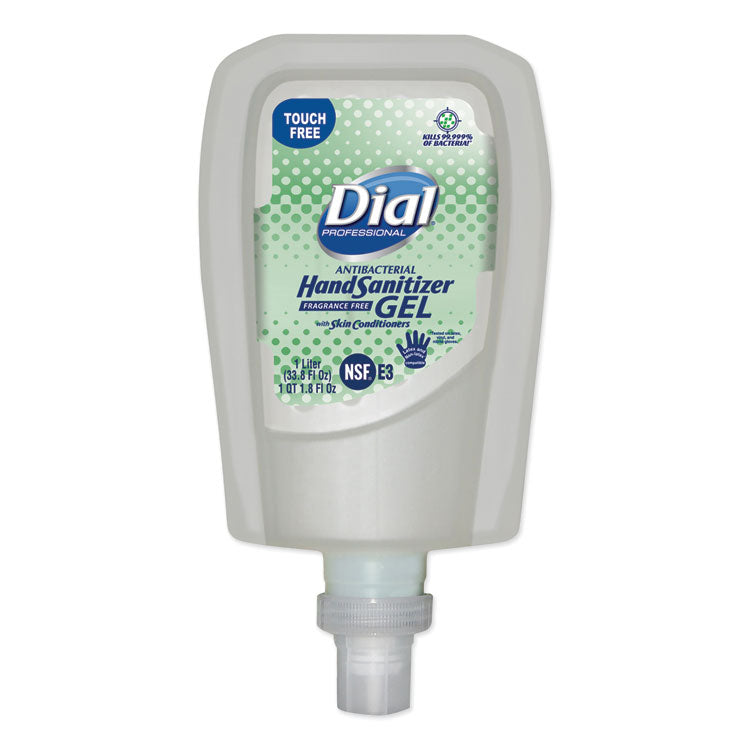 Dial Professional - Antibacterial Gel Hand Sanitizer Refill for FIT Touch Free Dispenser, 1.2 L Bottle, Fragrance-Free, 3/Carton