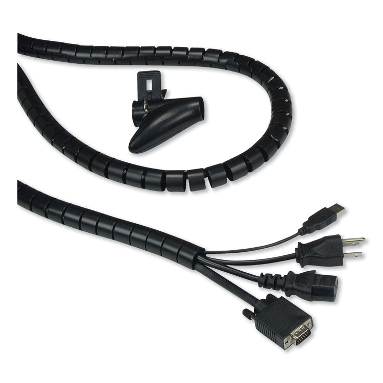 Innovera - Cable Management Coiled Tube, 0.75" Dia x 77.5" Long, Black