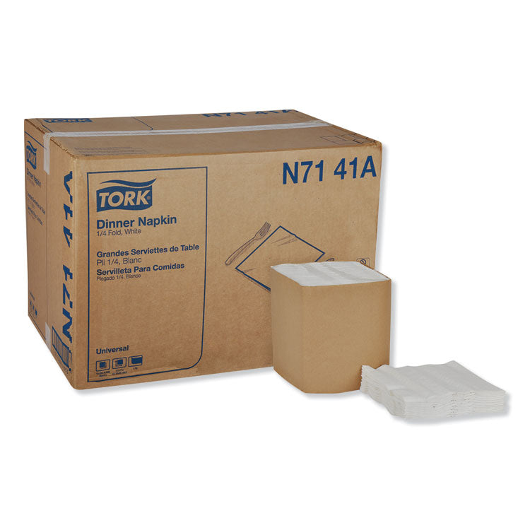 Tork - Universal Dinner Napkins, 1-Ply, 17" x 17", 1/4 Fold, White, 4008/Carton