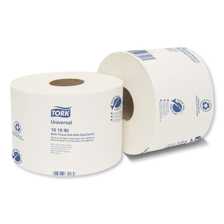 Tork - Universal Bath Tissue Roll with OptiCore, Septic Safe, 2-Ply, White, 865 Sheets/Roll, 36/Carton