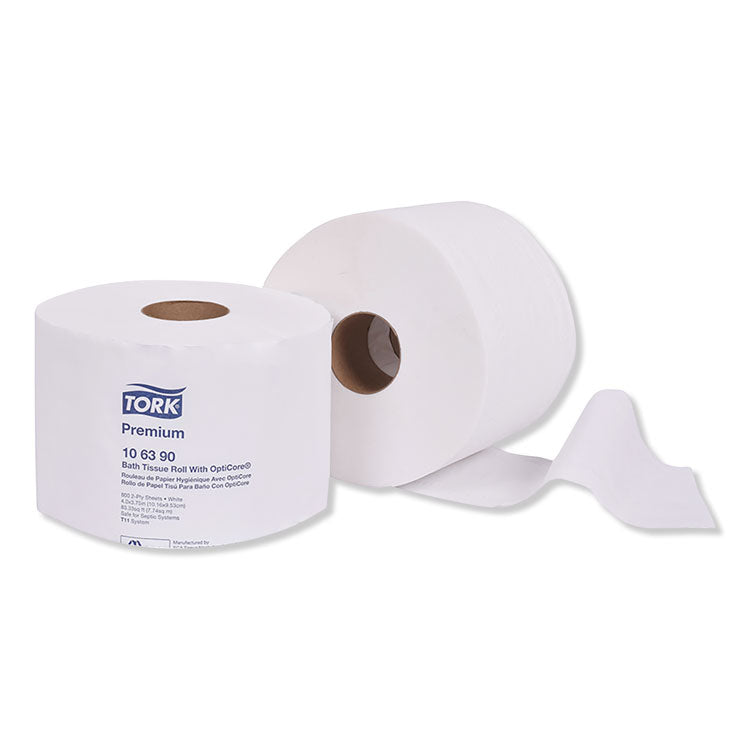 Tork - Premium Bath Tissue Roll with OptiCore, Septic Safe, 2-Ply, White, 800 Sheets/Roll, 36/Carton