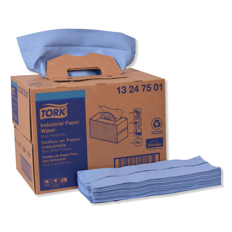 Tork - Industrial Paper Wiper, 4-Ply, 12.8 x 16.5, Blue, 180/Carton