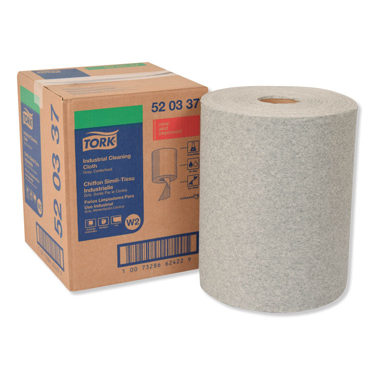 Tork - Industrial Cleaning Cloths, 1-Ply, 12.6 x 10, Gray, 500 Wipes/Roll