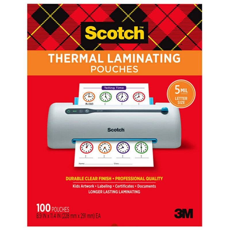 SCOTCH - Thermal Laminating Pouches, 5 mil Size, Pack of 100