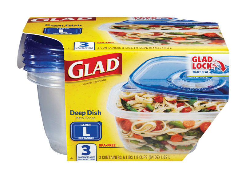 GLAD - Glad 64 oz Clear Food Storage Container Set 3 pk