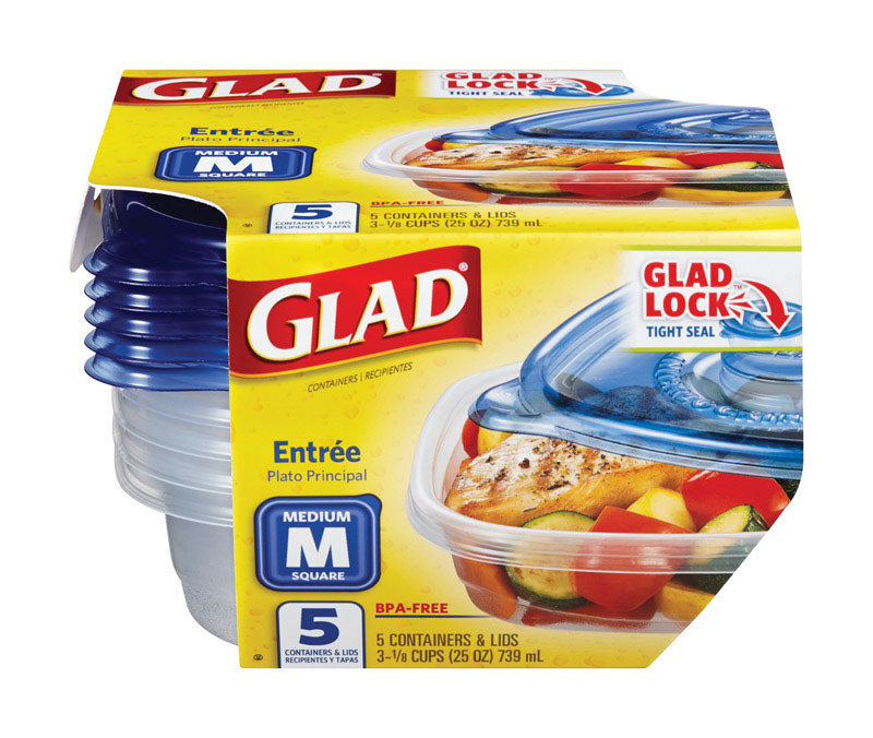 GLAD - Glad 25 oz Clear Food Storage Container 5 pk