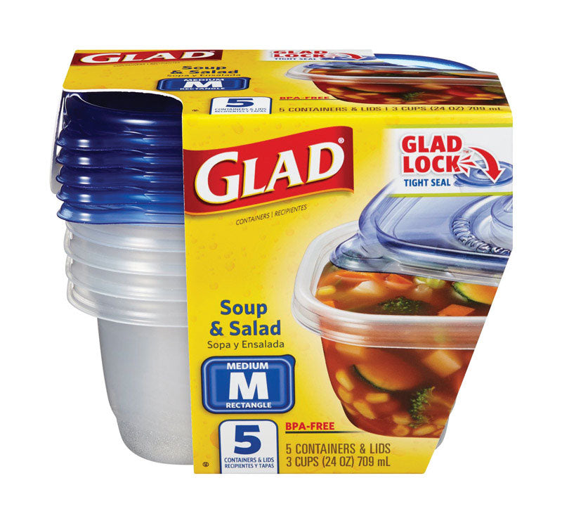 GLAD - Glad 24 oz Clear Food Storage Container 5 pk