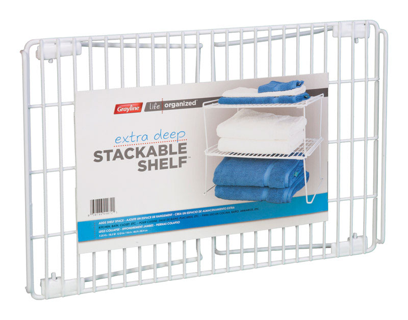 GRAYLINE - Grayline Life Organized 12 in. H X 8-3/4 in. W X 19-3/4 in. L PE Coated White Stackable Shelf