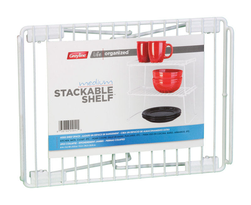 GRAYLINE - Grayline Life Organized 6 in. H X 9 in. W X 13-1/2 in. L PE Coated White Stackable Shelf