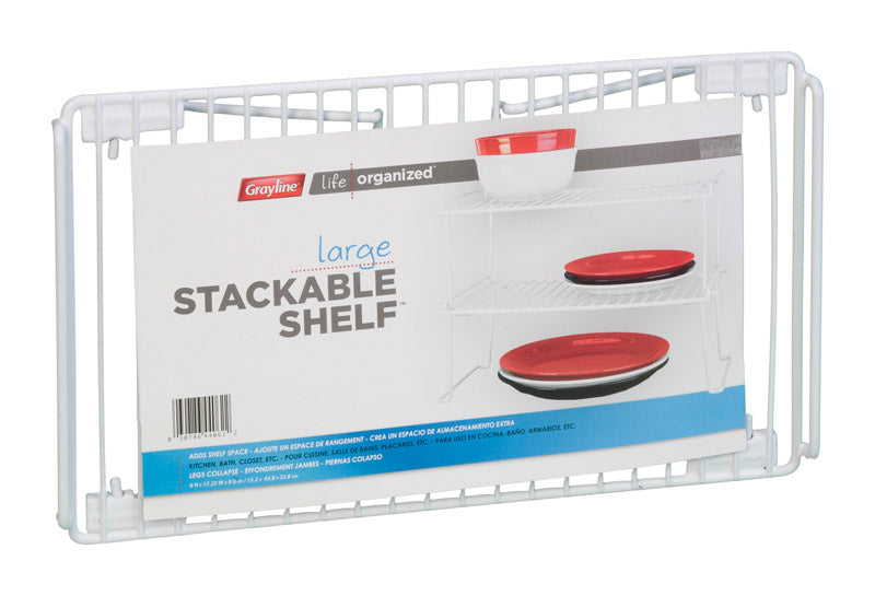 GRAYLINE - Grayline Life Organized 6 in. H X 9 in. W X 17-1/3 in. L PE Coated White Stackable Shelf