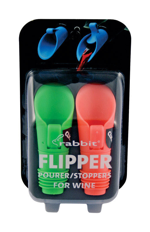 RABBIT - Rabbit Flipper Assorted Rubber Wine Pourer and Stopper - Case of 12