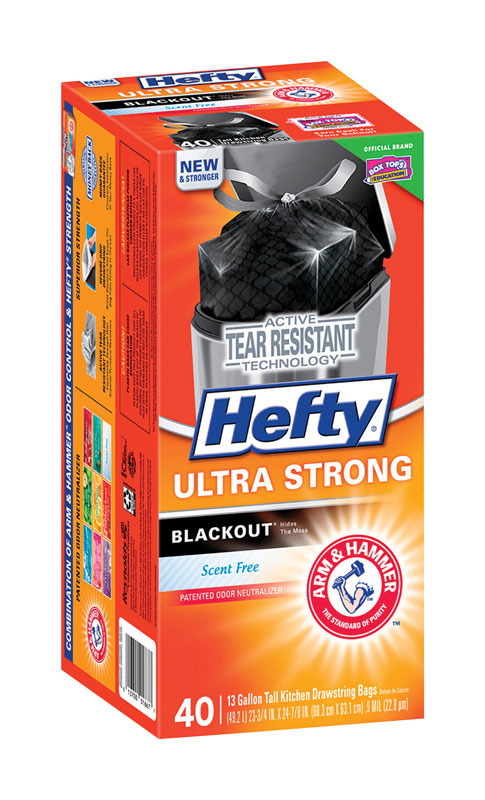 HEFTY - Hefty Ultra Strong 13 gal Kitchen Trash Bags Drawstring 40 pk 0.9 mil
