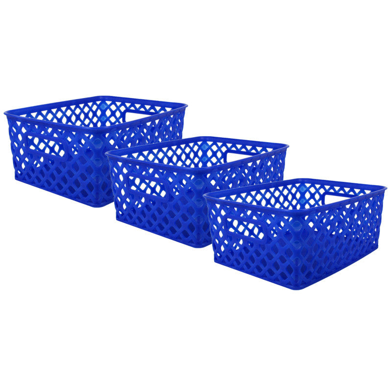 ROMANOFF - Woven Basket, Small, Blue, Pack of 3