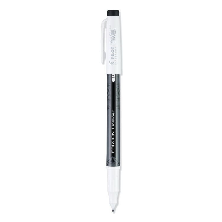 Pilot - FriXion Fineliner Erasable Porous Point Pen, Stick, Fine 0.6 mm, Black Ink, Black Barrel, Dozen