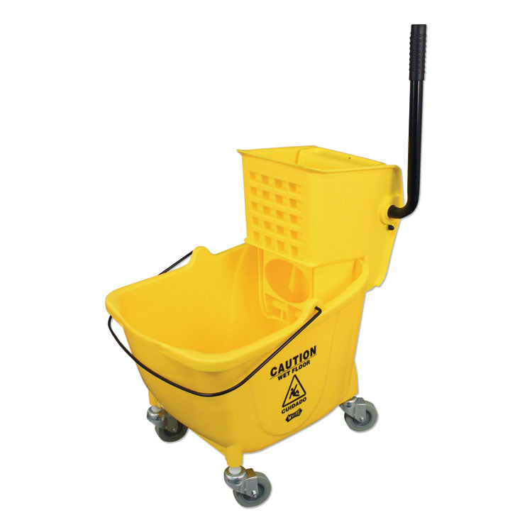 Impact - Side-Press Wringer and Plastic Bucket Combo, 12 to 32 oz, Yellow