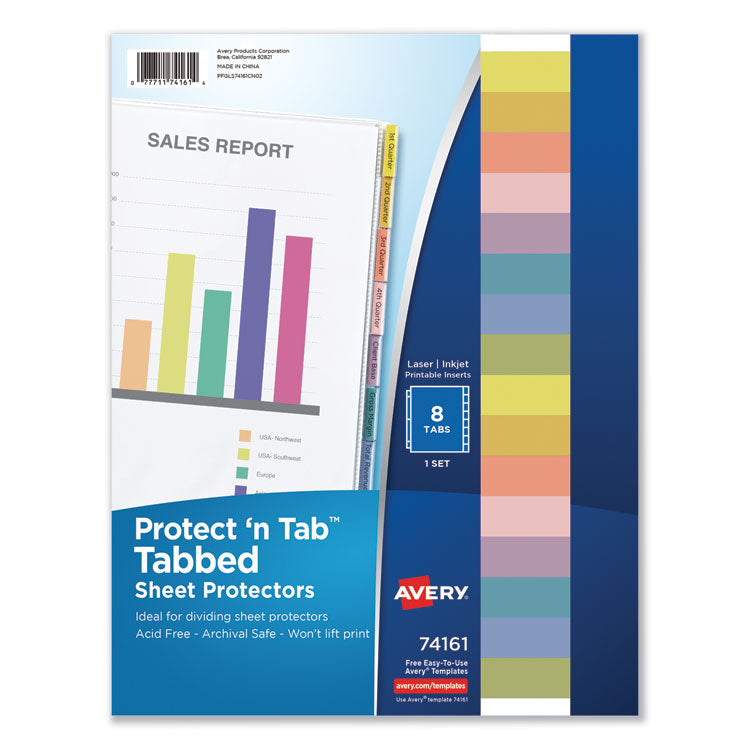 Avery - Protect 'n Tab Top-Load Clear Sheet Protectors w/Eight Tabs, Letter