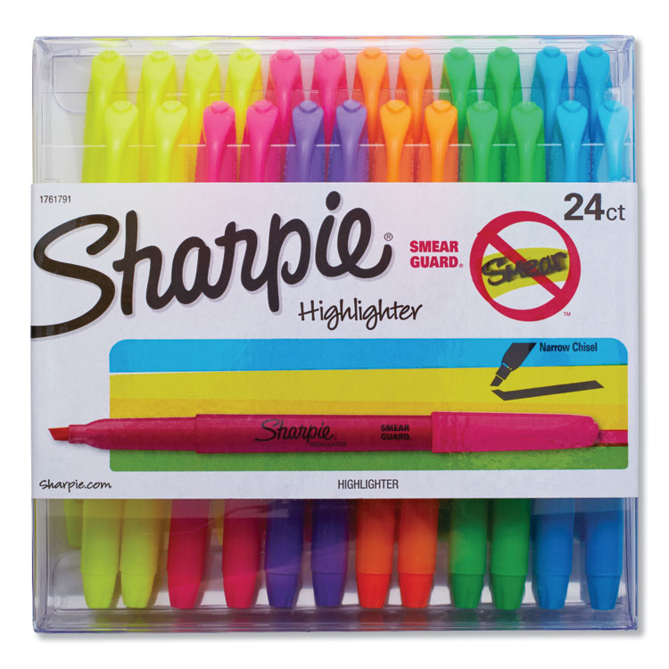 Sharpie - Pocket Style Highlighters, Assorted Ink Colors, Chisel Tip, Assorted Barrel Colors, 24/Pack