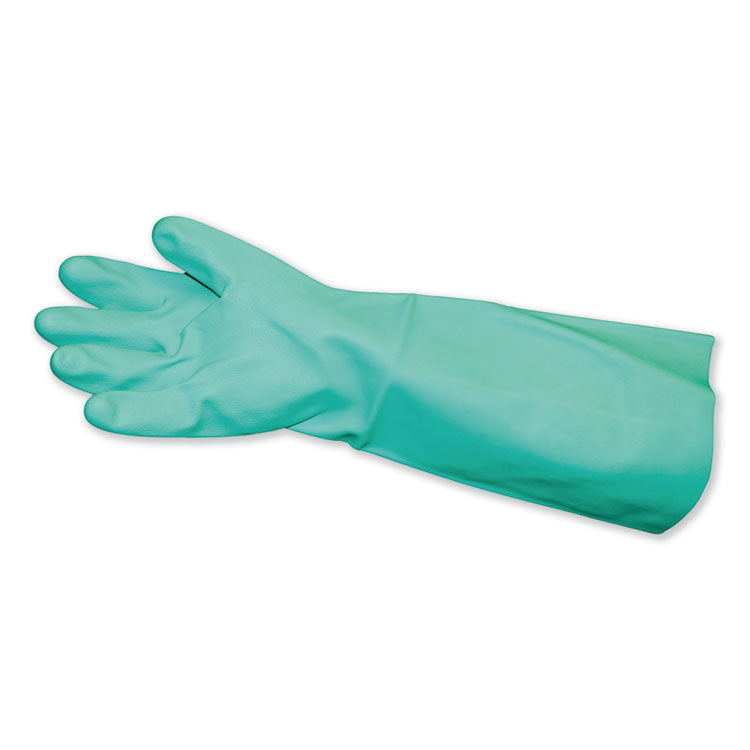 Impact - Long-Sleeve Unlined Nitrile Gloves, Powder-Free, Green, Medium, 12 Pair/Carton