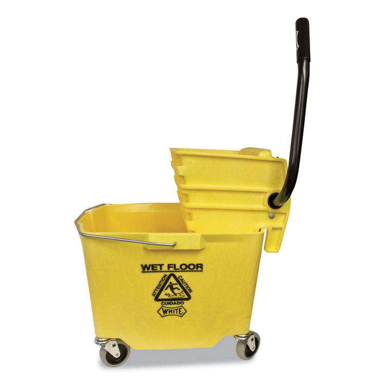 Impact - Side-Press Squeeze Wringer/Plastic Bucket Combo, 12 to 32 oz, Yellow