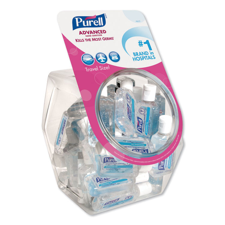 PURELL - Advanced Refreshing Gel Hand Sanitizer, Clean Scent, 1 oz Flip-Cap Bottle with Display Bowl, Clean Scent, 36/Bowl