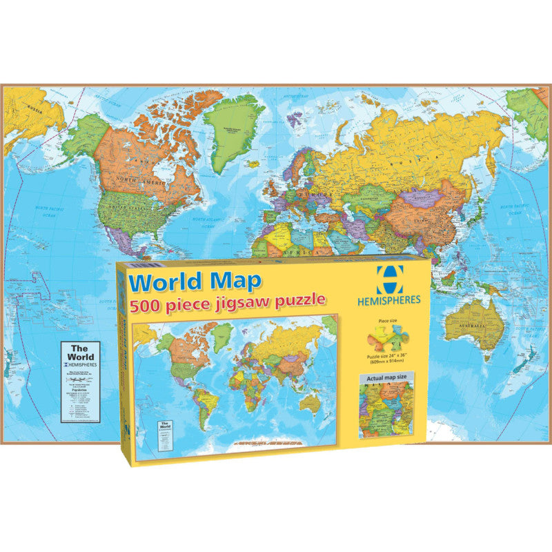 ROUND WORLD PRODUCTS - World Map Jigsaw Puzzle, 500 Pieces